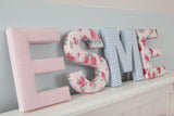 Pink Gingham Fabric Wall Letters