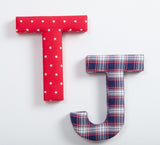 Red & Blue Plaid Fabric Wall Letters