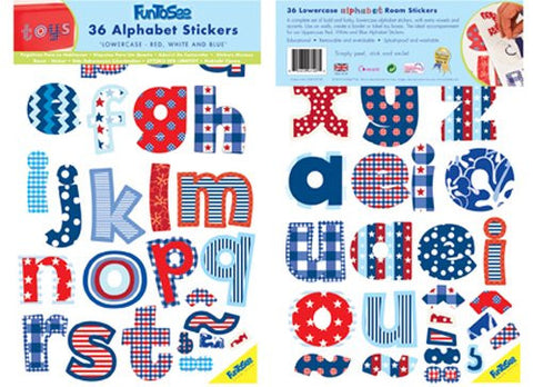 FunToSee Upper & Lowercase Alphabet Wall Decals (Blue)