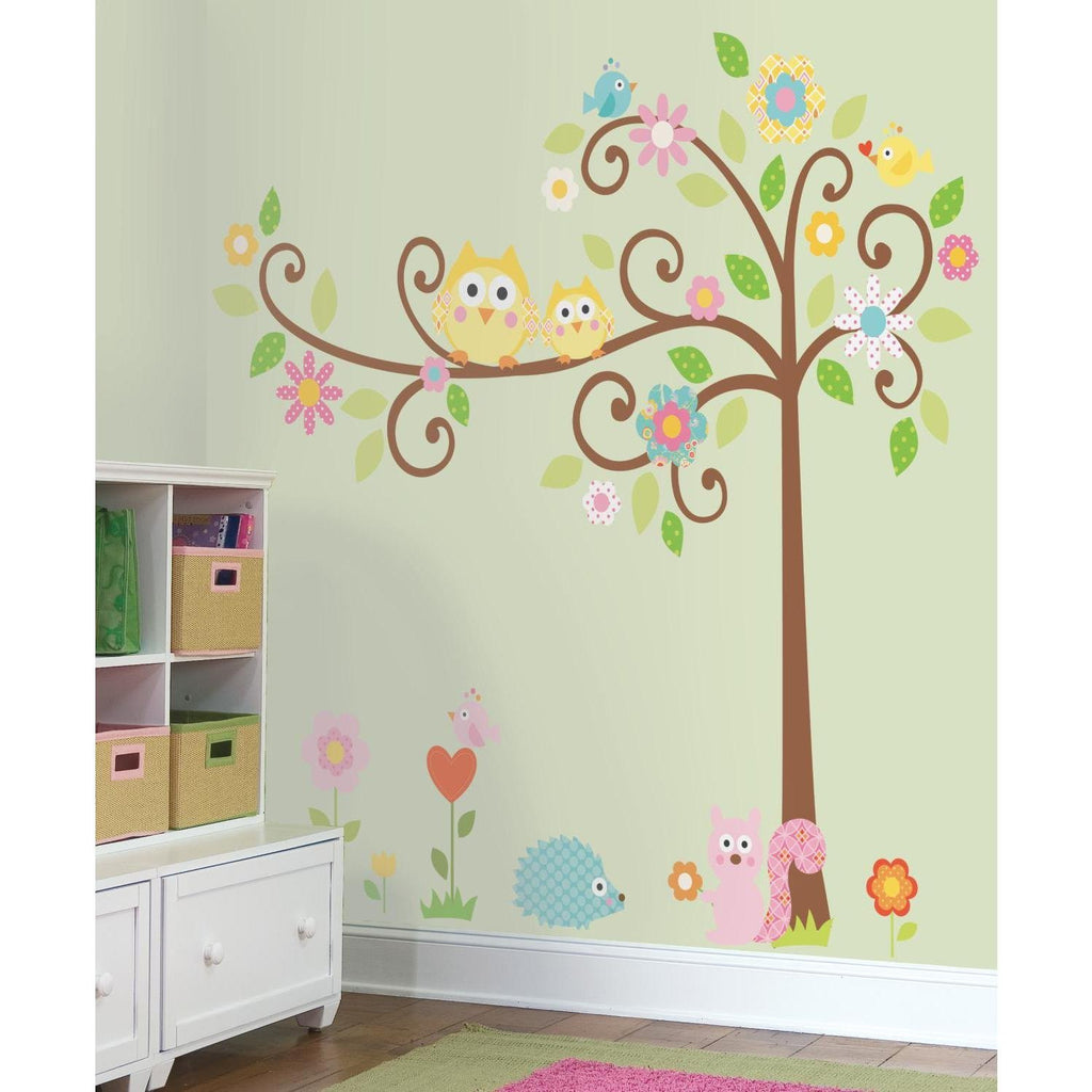 thumbnail image 2 of Owl & Birch Tree Wall Decal – Vinyl Removable Mural For Kids Nursery Or Playroom 2 of 5