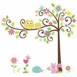 Scroll Tree and Owls Wall Decals
