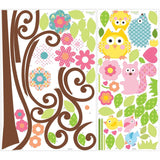 Scroll Tree and Owls Wall Decals