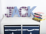 Blue Gingham Fabric Wall Letters
