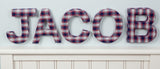 Red & Blue Plaid Fabric Wall Letters