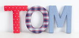 Blue Gingham Fabric Wall Letters