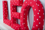 Red with White Stars Fabric Wall Letters