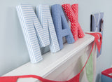 Blue Candy Stripe Fabric Wall Letters